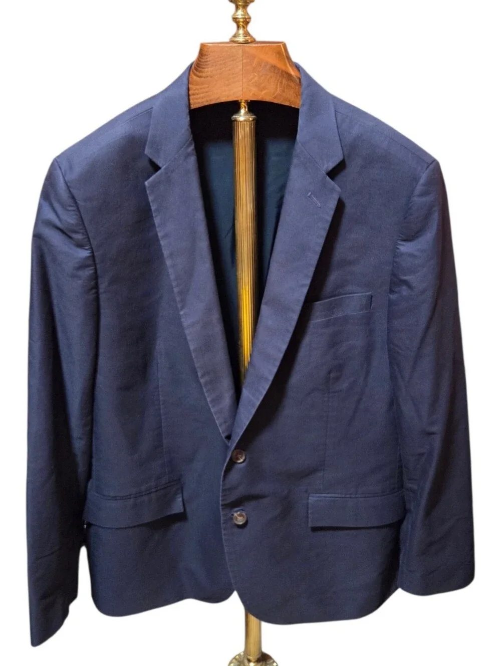J. Crew Thompson Navy Blue Cotton Blazer Sport Coat Mens Suit Jacket Sizr 46R